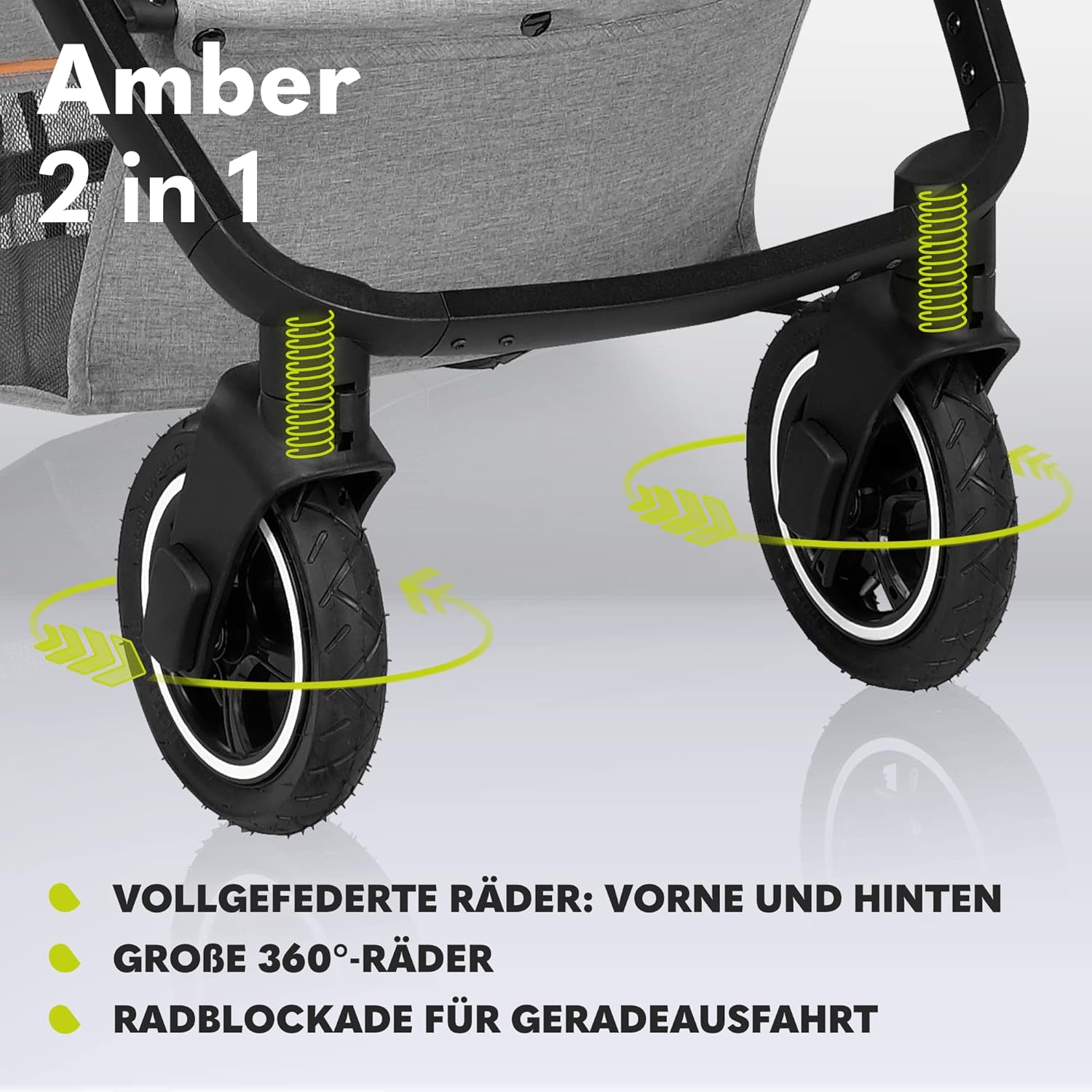 LIONELO Amber Kinderwagen 2 in 1 Kombikinderwagen, Kinderwagen Set mit sportlichen Sitz und fester Babywanne, Tasche, Moskitonetz, Abdeckung Regenblatt (Graphit)