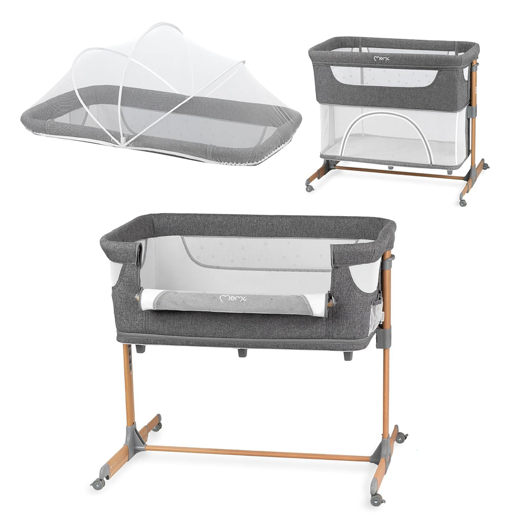 Momi SMART Bed 4-in-1 Kinderbeistellbetten bis 15 kg, Beistellbett für Babys mit Matratze, Höhenverstellbar