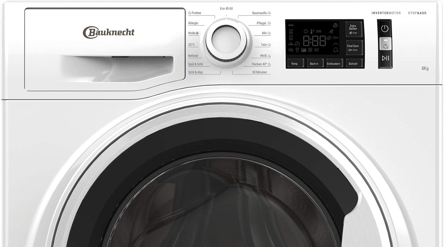Bauknecht W Active 8A Lavatrice a carica frontale/ 8kg/ potente rimozione delle macchie/ programmi a vapore/ opzione Steam Hygiene/ classe di efficienza energetica A/ funzione Stop&Add/ motore ProSilent [Classe energetica A]