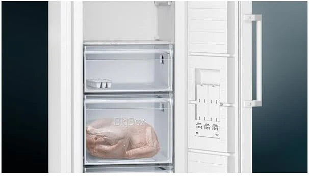 Siemens GS54NAWCV iQ500 Congelatore, 176 x 70 cm, 327 L, noFrost mai più sbrinamento, bigBox spazio per alimenti grandi, varioZone ripiani in vetro e cassetti flessibili, Bianco