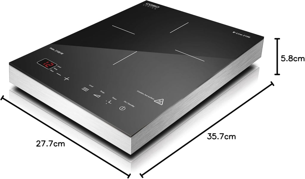 CASO S-Line 3500 - Mobiles Doppel- Induktionskochfeld,Testurteil: Sehr Gut, max. 3500 Watt, Temperatur 60-240°C, 12 Leistungsstufen, für Topfgrößen bis 22cm
