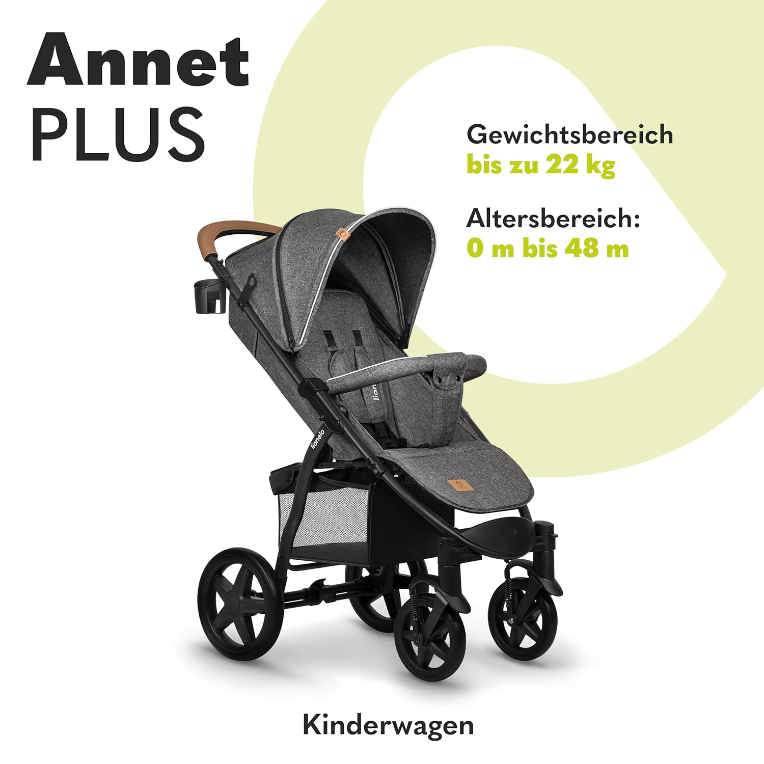 LIONELO Annet Buggy fino a 22 kg con funzione reclinabile, passeggino compatto richiudibile con accessori, ruote in schiuma EVA, zanzariera, coprigambe, portabevande, cestino (Golden Moments, Tour)