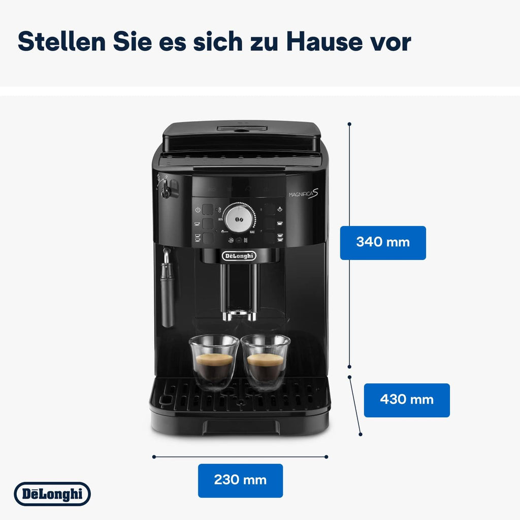 De'Longhi Magnifica S ECAM11.112.B, Macchina da Caffè Automatica con Lancia a Vapore per Cappuccino, Tasti di Selezione Diretta per Espresso e Manopola, Funzione 2 Tazze, Nero