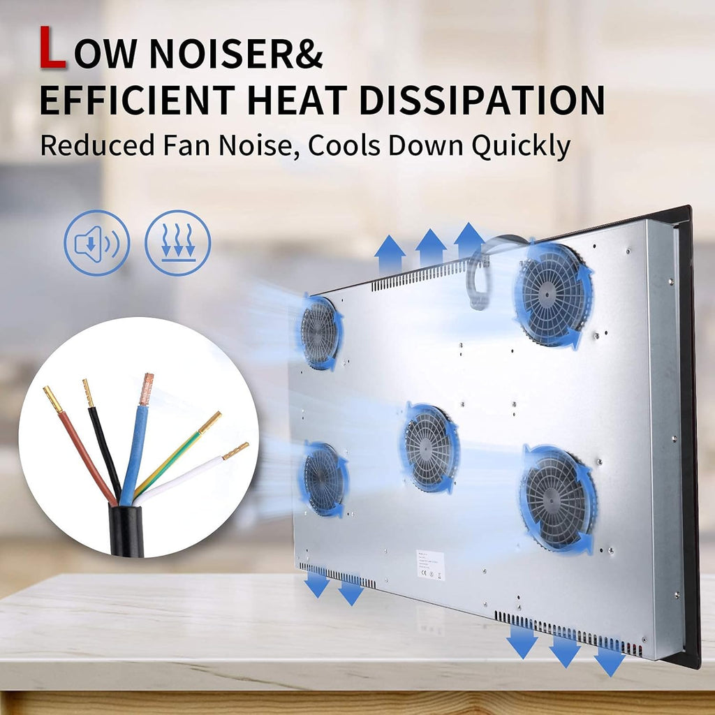 IsEasy 4 Zonen Einbau Induktionskochfeld mit 9 Leistungsstufen &1-99Min Timer, Boost-Funktion, Induktionskochplatte, Induktion Herdplatte mit 4 Platten, 60cm, 6800W, Schwarz