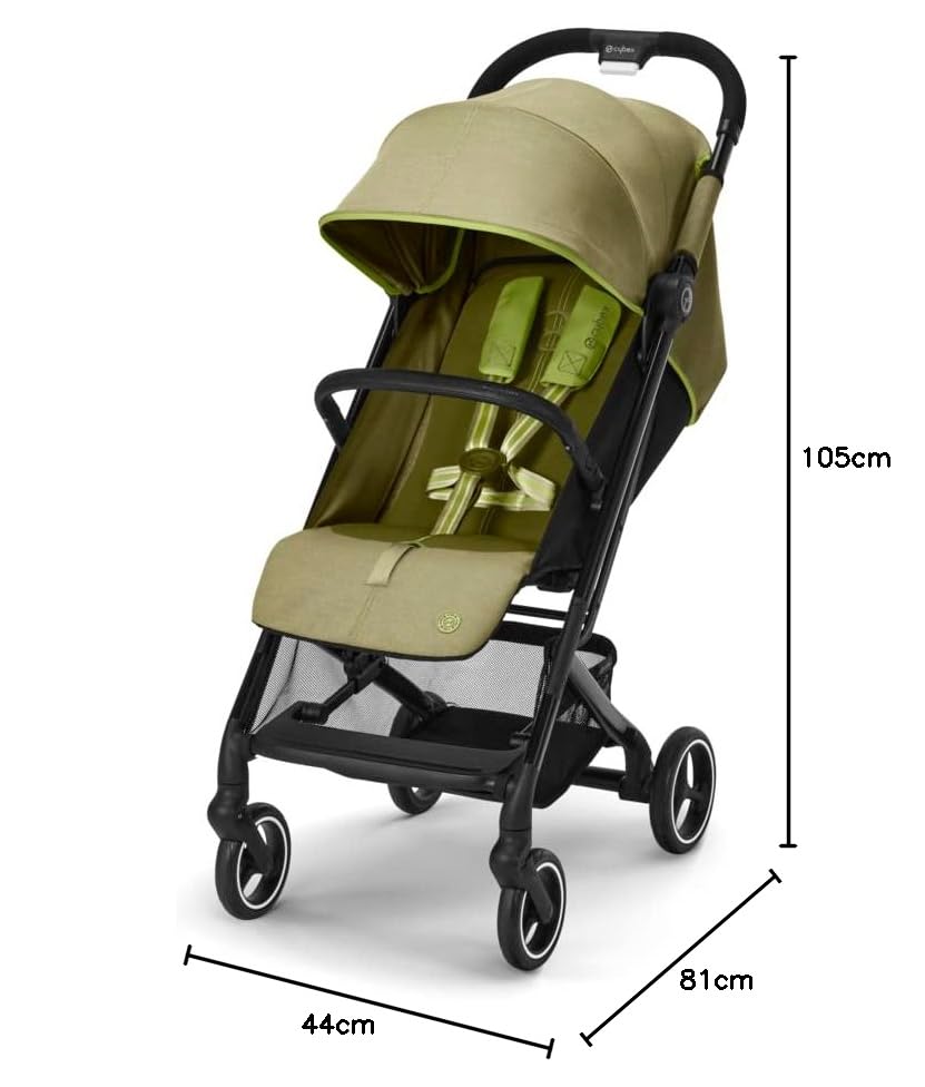 Cybex Gold Passeggino Beezy con imbracatura One-Pull, Dalla nascita fino a circa 4 anni (max. 22 kg), Compatto ed ergonomico, Almond Beige (Beige con telaio nero)