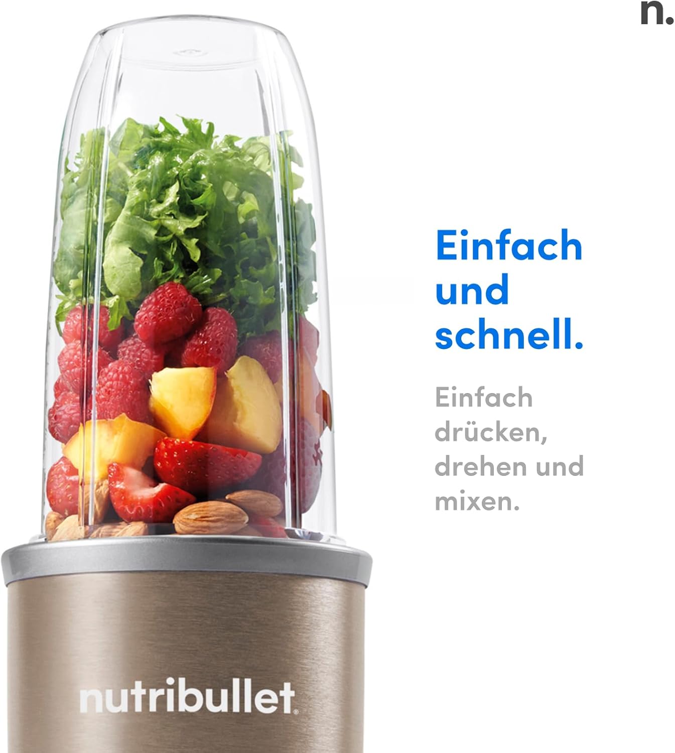 nutribullet Pro, 900 Watt, Facile e veloce da usare, Compatto, Facile da pulire, Con bicchiere da 700 ml, Frullatore per smoothie, Mixer elettrico, NB904B, Nero