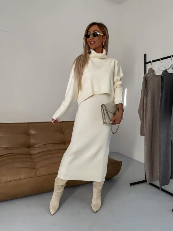 Kleid und Rollkragenpullover-Set