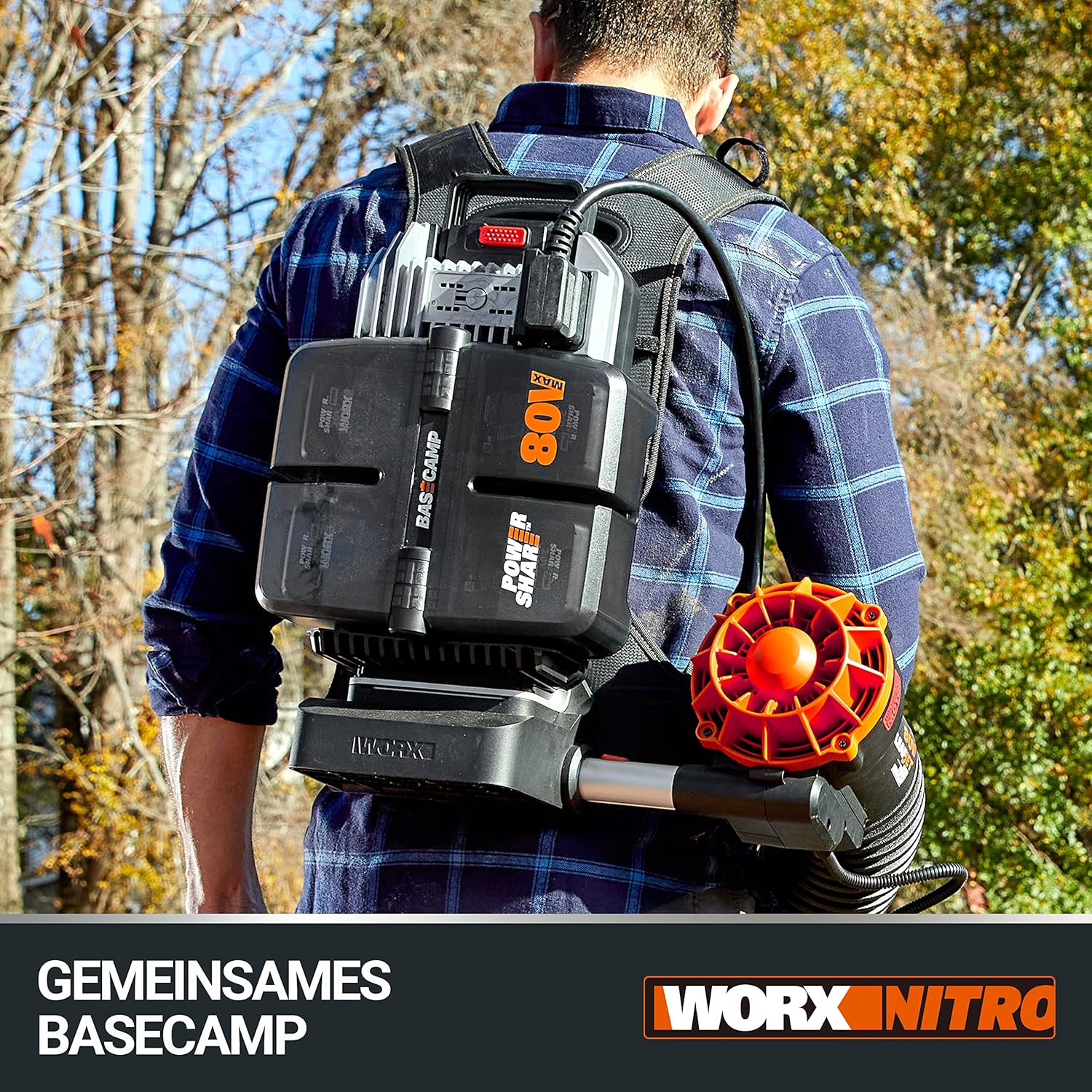 WORX NITRO 40V Profi Akku-Laubbläser WG585E.9 - starker bürstenloser Motor - 3 Geschwindigkeiten & 2 Modus - 266km/h Luftgeschwindigkeit - 1053m³/h Luftmenge - leicht & kompakt - ohne Akku & Ladegerät