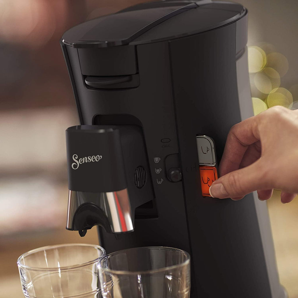 Philips Senseo Select CSA240/20 Macchina da caffè a cialde (selezione intensità Plus, funzione Memo, in plastica riciclata), Nero Eco
