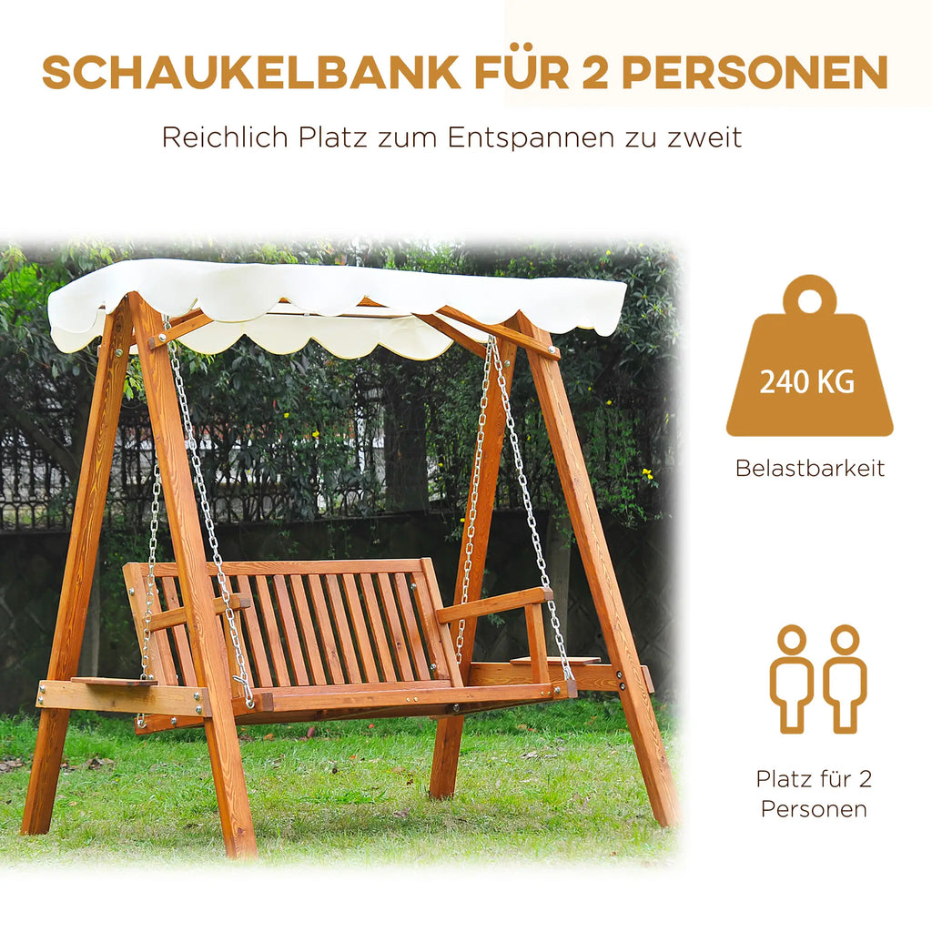 Dondolo da giardino Outsunny a 2 posti con tettoia in larice