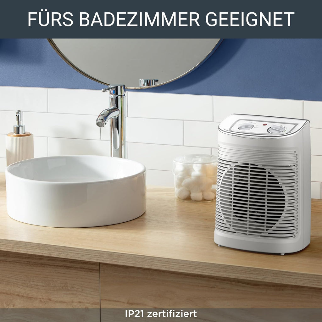 Rowenta Instant Comfort Aqua Termoventilatore, Due Livelli di Riscaldamento, Funzione Ventilatore, Consumo Energetico Regolabile, Silenzioso, Stufa Elettrica, Grigio Chiaro, SO6510F2, 1200 - 2400w