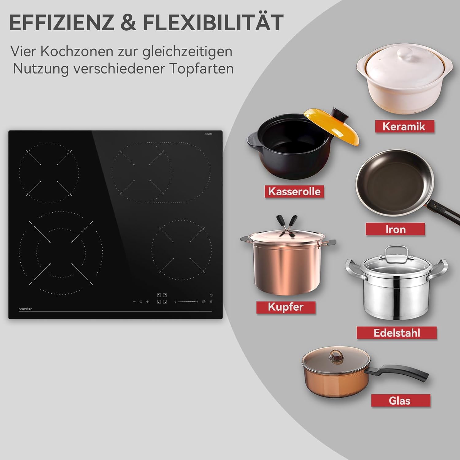 Hermitlux Domino Glaskeramikkochfeld,Eingebaut 29 cm schwarz Glaskeramik elektrisches Kochfeld,9 Leistungsstufen,Sensor-Touch-Steuerung, Kindersicherung, 1-99 Minuten-Timer,Geeignet für Alle Tpfe