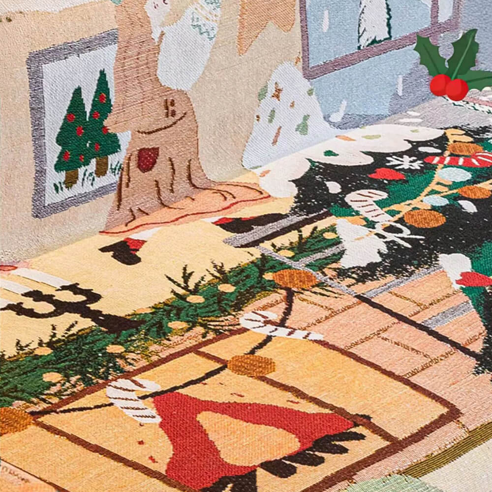 Festlicher Jacquard-Strick Sofabezug mit Weihnachtsdesign für gemütliche Feiertage