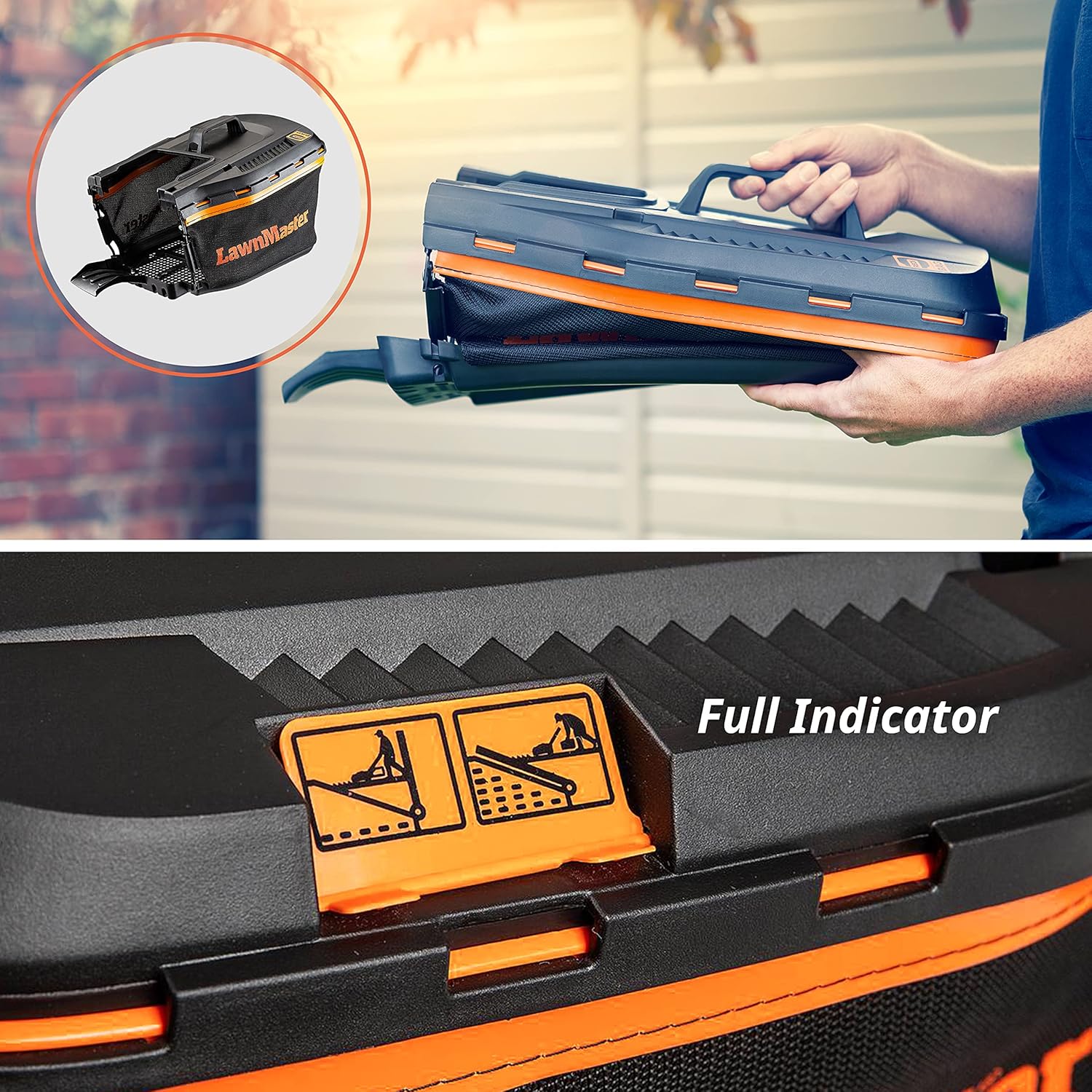 Tagliaerba a batteria LawnMaster CLMF2434G 24V max 2x4.0Ah, 34cm, 300m² pacciamatura 32L, regolazione altezza di taglio a 6 livelli 20-70mm