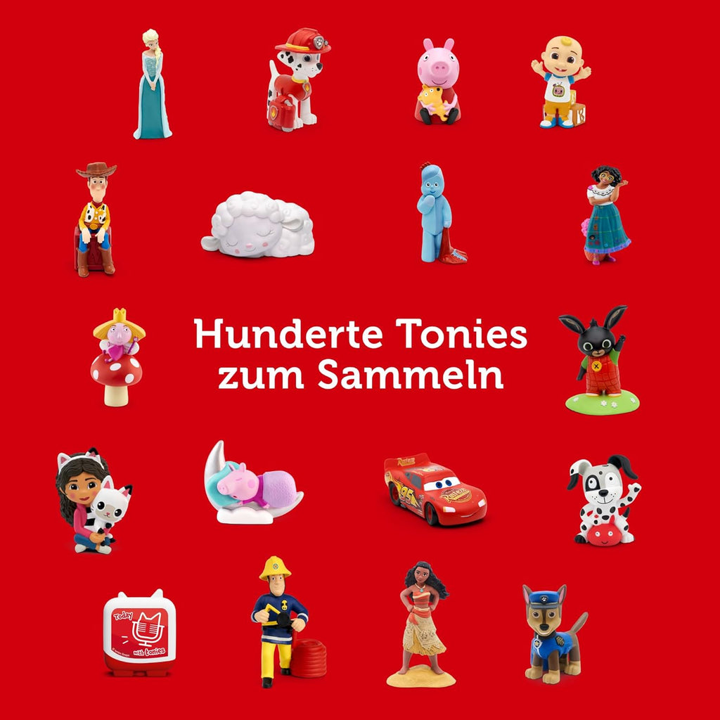 Toniebox Extrapack – Toniebox Starterset Blu con Tonie creativo + 4 statuette sonore Disney Eroi Animali, Audioplayer per audiolibri e canzoni, Musicbox wireless con audiolibro Disney