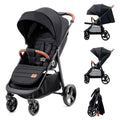 Kinderkraft GRANDE PLUS Passeggino Kinderkraft dalla nascita fino a 22 kg, chiusura con una mano, posizione reclinata, cappottina grande con finestra, tutte e 4 le ruote ammortizzate, seduta spaziosa, Grigio
