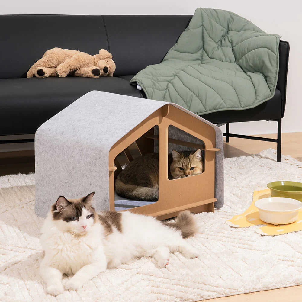 Cat Villa di Lusso - Casetta Extra Large Semichiusa per Gatti con Struttura in Legno