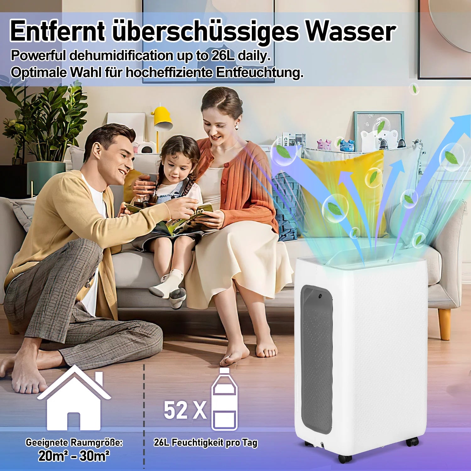 Sonnewelt Luftentfeuchter 26L mit Timerfunktion, Wschetrockungsfunktion, Abtaufunktion
