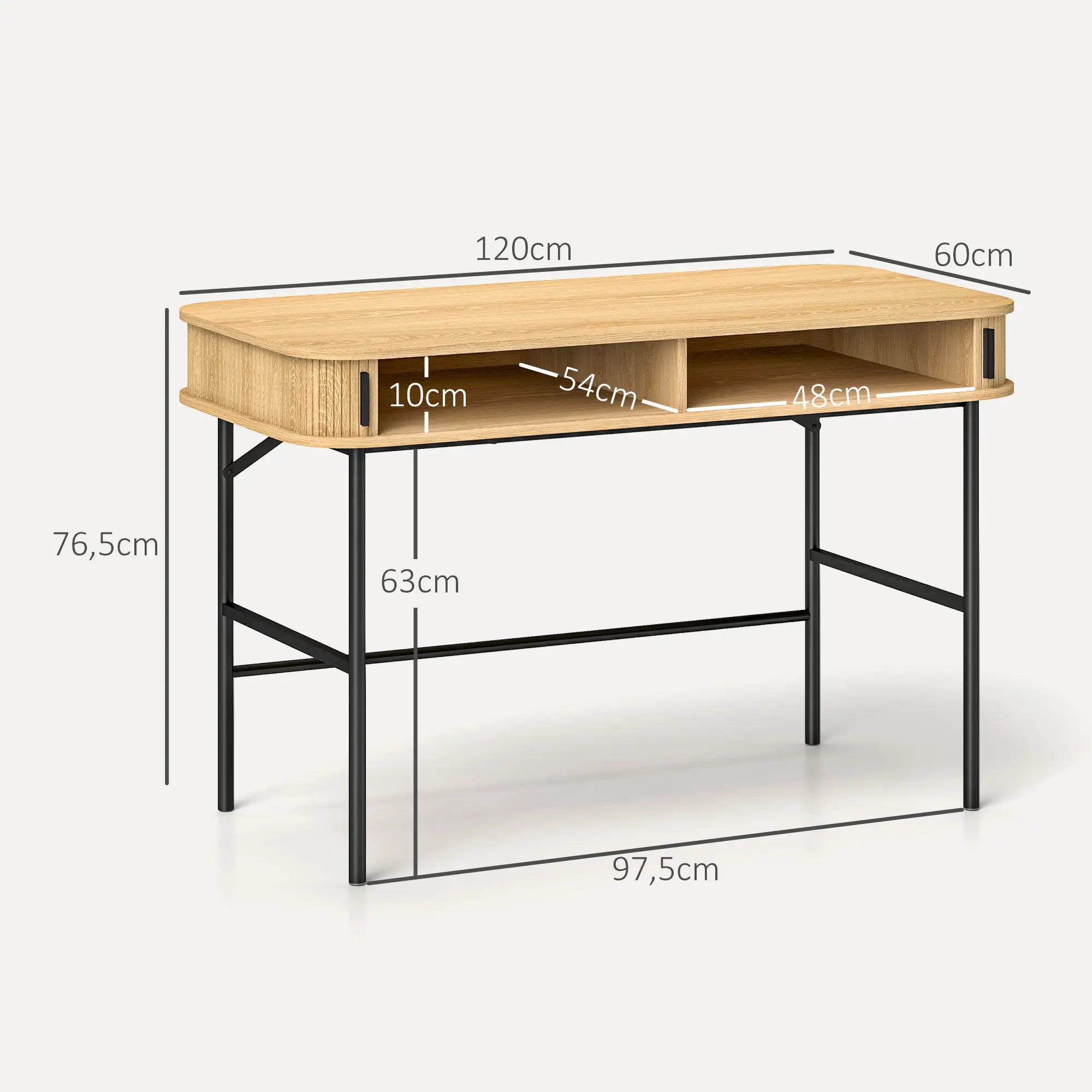 HOMCOM Scrivania con Vano Contenitore Decorazione a Lamelle Rovere