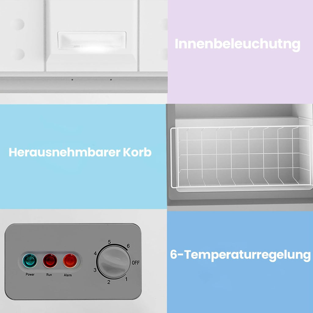 Comfee RCC100WH2(E) Congelatore a Pozzo/169 kWh/anno/85cm di altezza/99L/38dB/Bassa rumorosità/Tubo a D ad alta efficienza/Adatto a diversi scenari d'uso/Termostato regolabile/Bianco