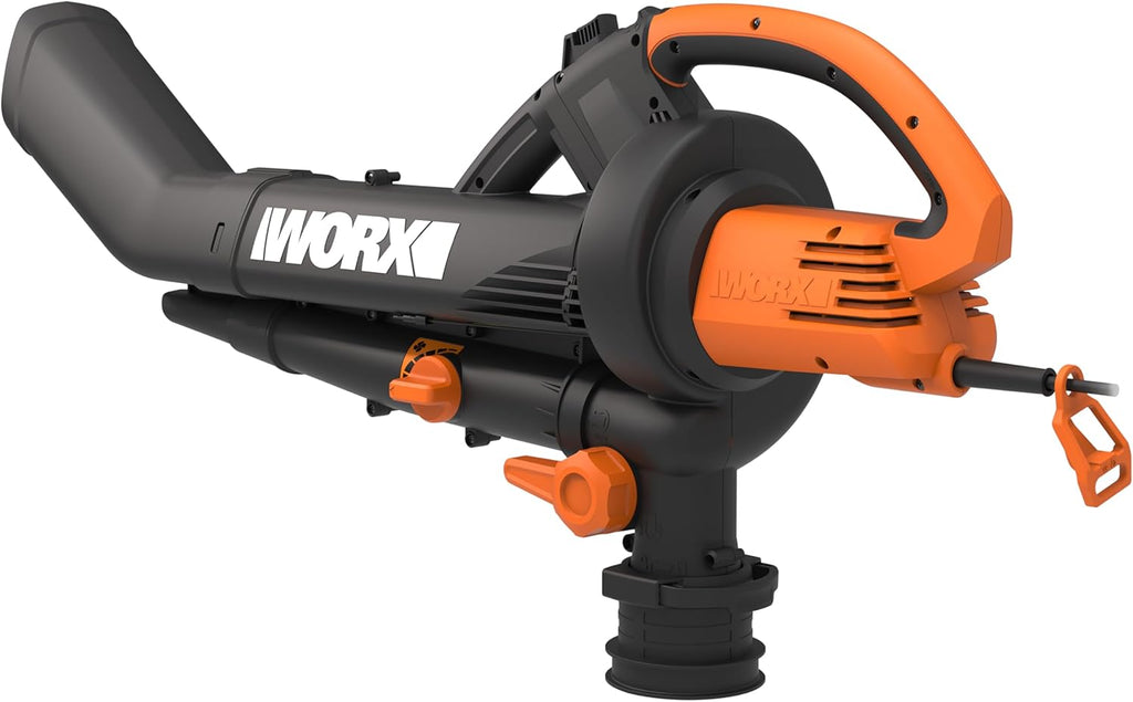 WORX WG583E.9 Soffiatore/Aspiratore per Foglie a Batteria 40V (2x20V) - 2 in 1 per Spazzare e Aspirare le Foglie - Sacco di Raccolta da 35L - Senza Batteria e Caricabatterie, Nero / Arancione