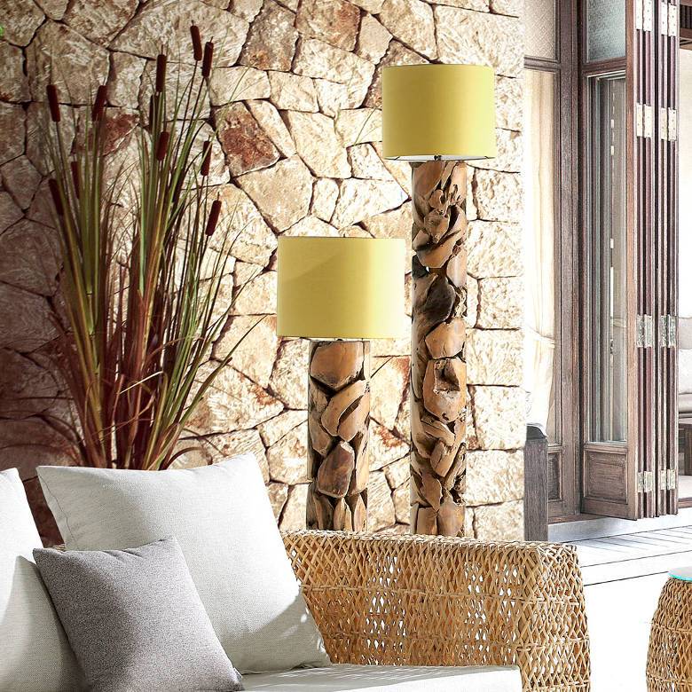 Treibholz Stehlampe XILON yellow | Hhen: 115 cm, 145 cm