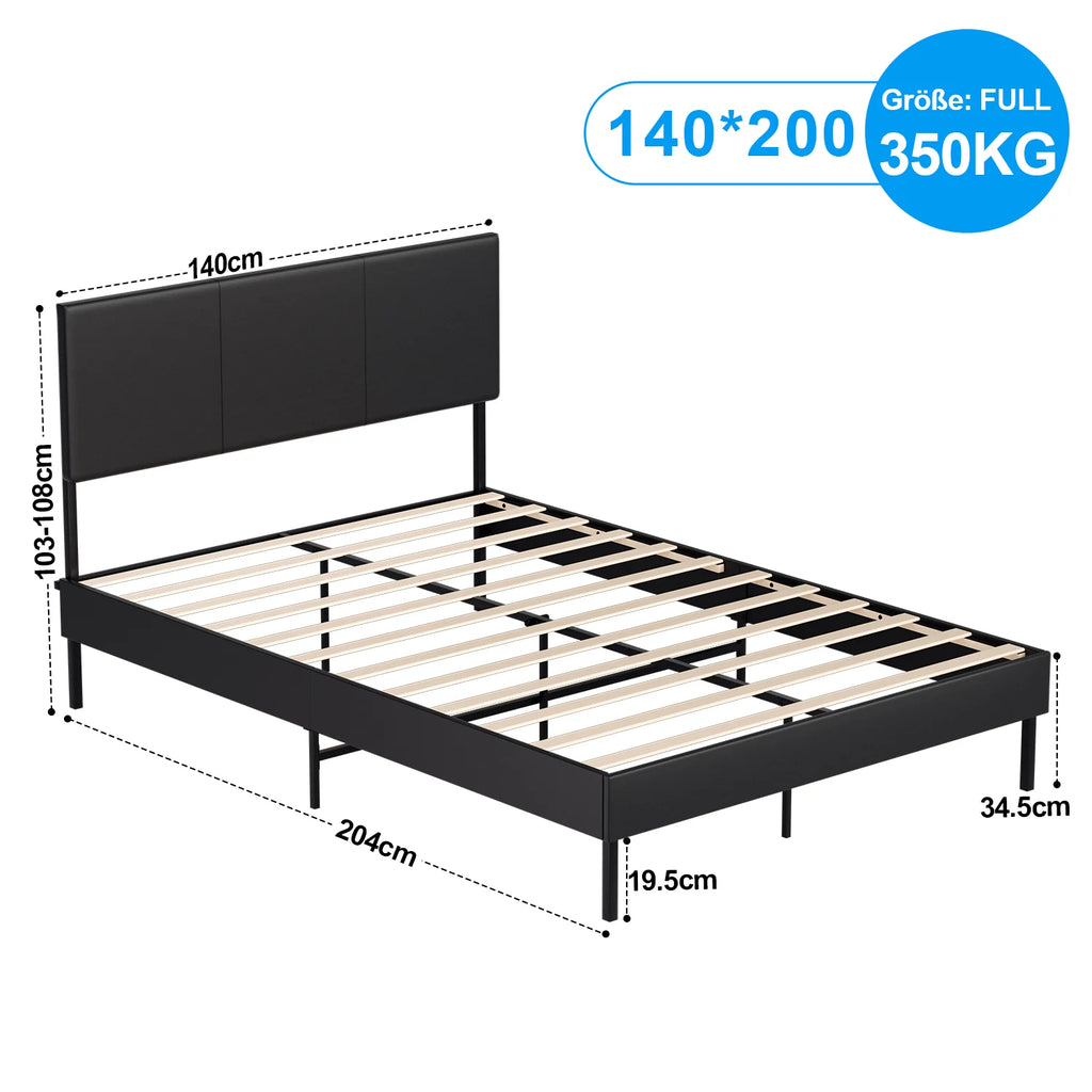 Sonnewelt Letto Imbottito con Testiera in Pelle