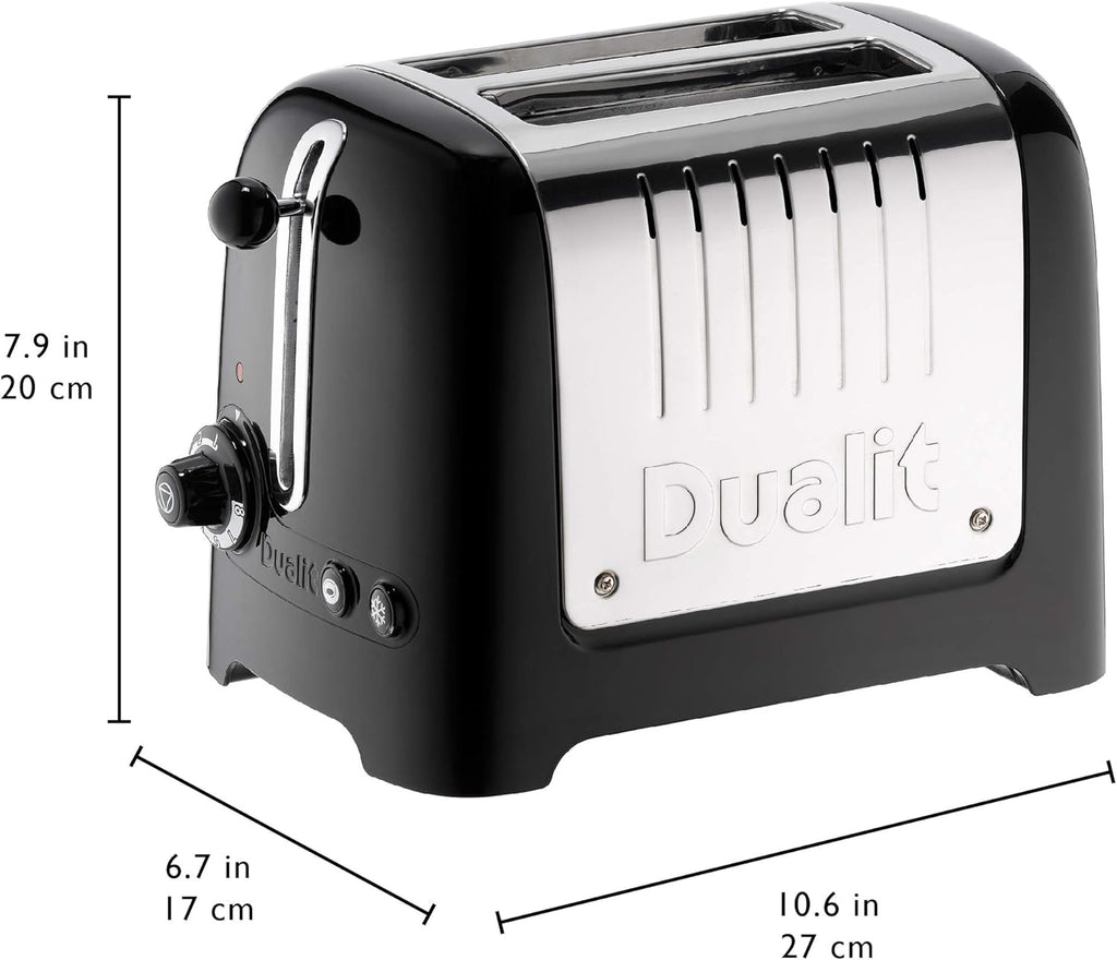 Tostapane Dualit Lite a 2 Fette - 1,1kW Tosta 60 Fette di Pane Tostato All'ora - Lucido con Bordo in Bianco Canvas - Funzione Bagel e Scongelamento - Tostapane Bianco Canvas con Fessure Larghe 36mm