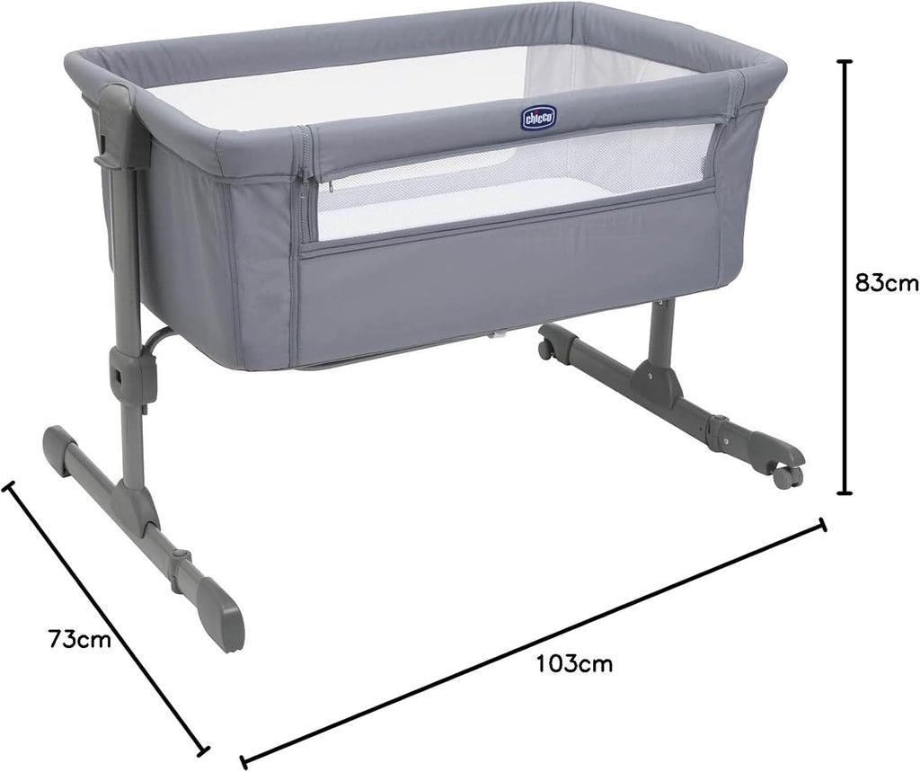 Chicco Next2Me Essential Lettino fianco letto per neonati, Sostenibile, Compatibile con diversi letti, Regolabile in altezza, Inclinabile, Buona circolazione dell'aria, Materasso e borsa inclusi, 0-6 mesi