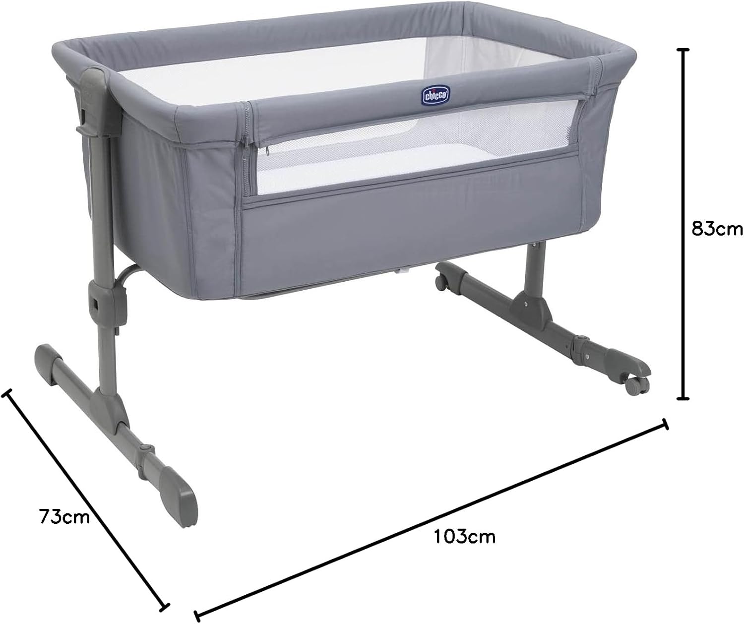 Chicco Next2Me Essential Lettino fianco letto per neonati, Sostenibile, Compatibile con diversi letti, Regolabile in altezza, Inclinabile, Buona circolazione dell'aria, Materasso e borsa inclusi, 0-6 mesi
