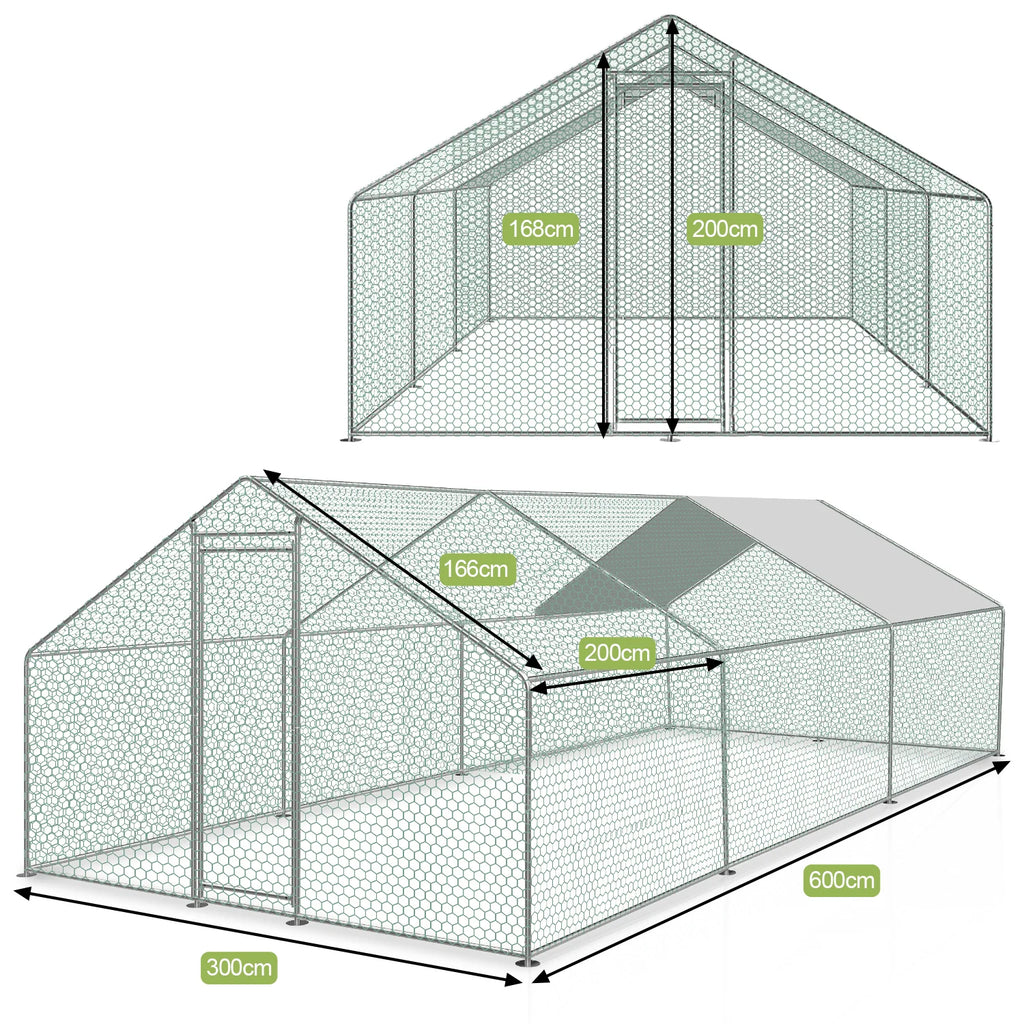 Sonnewelt Hühnerstall mit PE-Farbtuch 3x6x2m