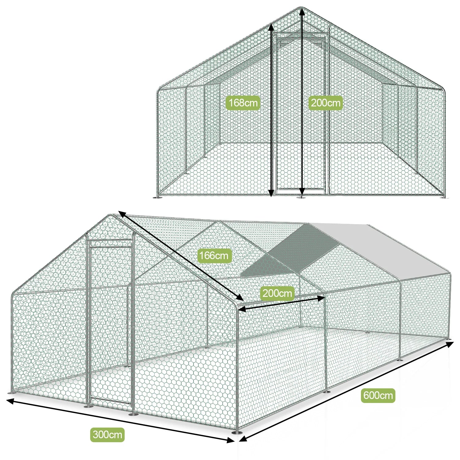 Sonnewelt Hühnerstall mit PE-Farbtuch 3x6x2m