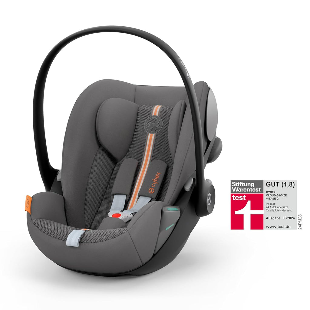 CYBEX Gold Seggiolino auto Cloud G i-Size Plus, Include riduttore per neonato, Dalla nascita fino a ca. 24 mesi, Per bambini da 40 cm a 87 cm, Max. 13 kg, Lava Grey