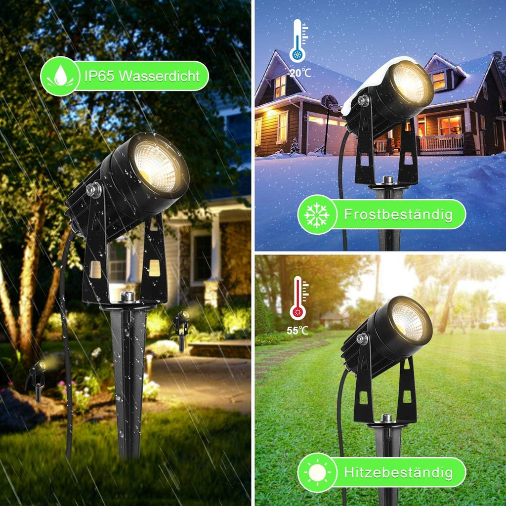 AIMHEIM 12er-Set Gartenstrahler LED Warmweiß, 3W Gartenleuchte Garten Beleuchtung mit Stecker, Schwenkbar Außen-Strahler Aussenbeleuchtung Erdspieß IP65 Wasserdicht für Baum, Pflanzen, Teich