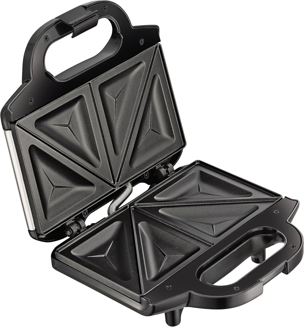 Tefal Express TT410D 2-Scheiben-Toaster, Schwarz, Edelstahl, 2 Scheiben, 850 W, 160 mm & Ultracompact Sandwichmaker SM1552 | für dreieckige Sandwichtoasts | 700W | 26.5 x 12 x 26 cm, Edelstahl/Schwarz