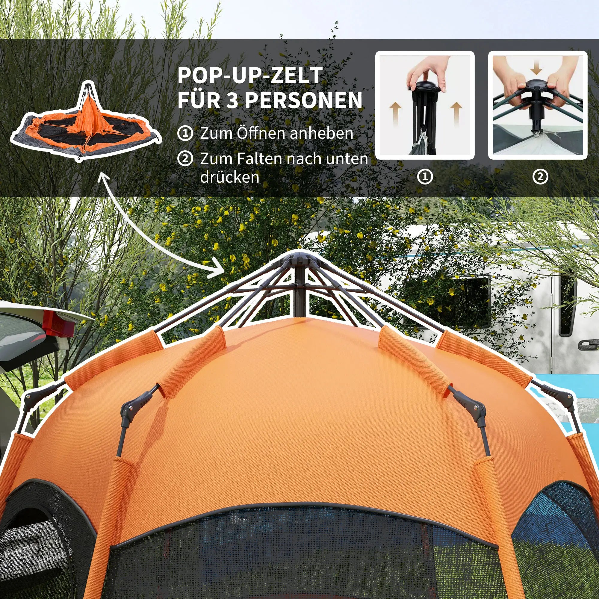 Outsunny Tenda da campeggio pop-up 4-6 persone a doppia parete per esterni