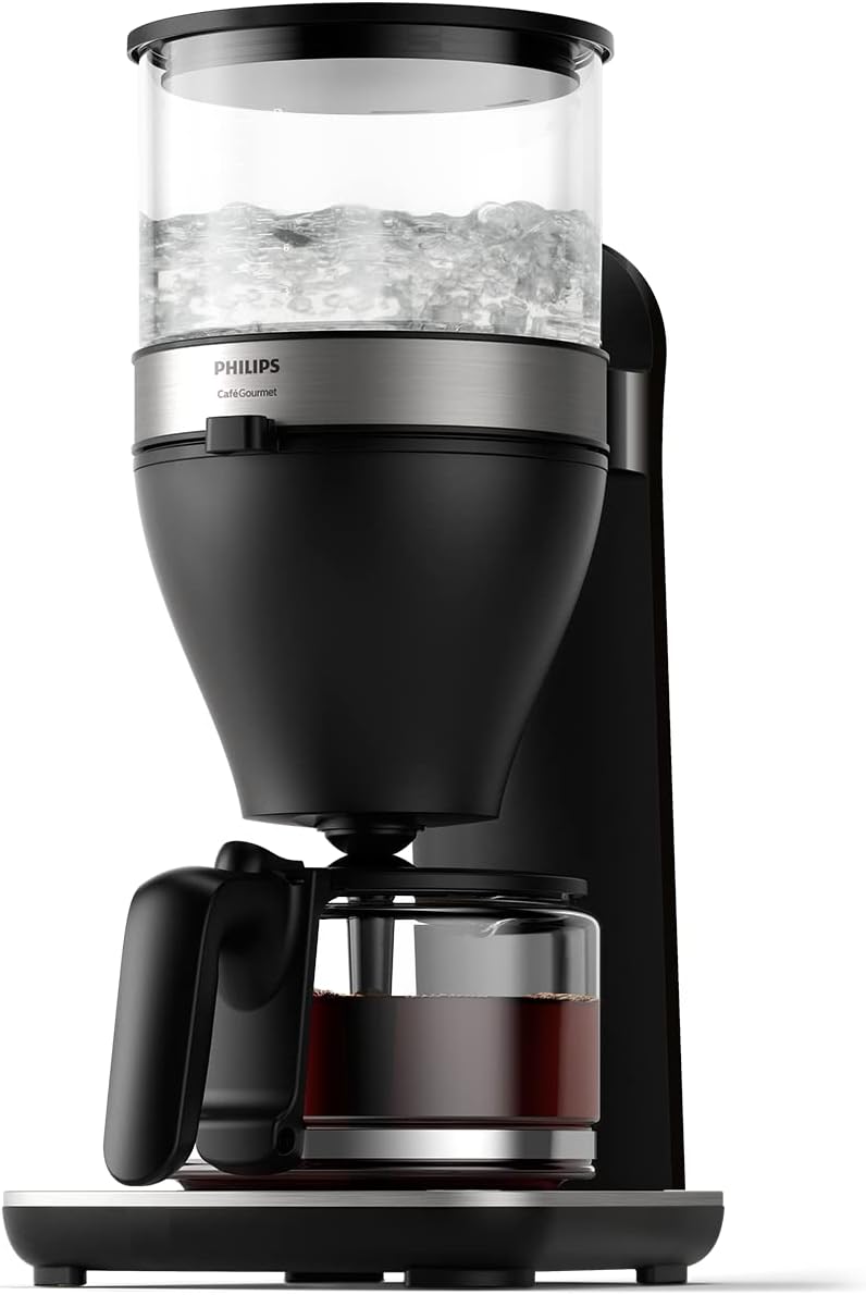 Macchina da caffè con filtro Philips All-in-1 – macinacaffè a cono integrato per caffè appena macinato – doppio contenitore per chicchi, caraffa in vetro da 1,25 litri, impostazione individuale dell'intensità (HD7900/50)