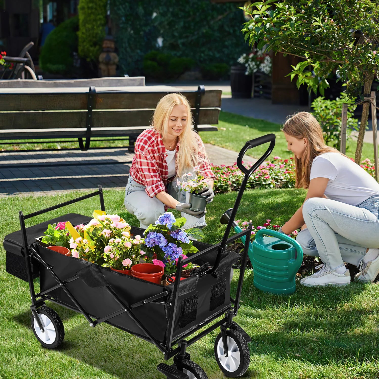 Carrello Pieghevole da Trasporto Sonnewelt Bollerwagen con Tetto, Portata 80 kg