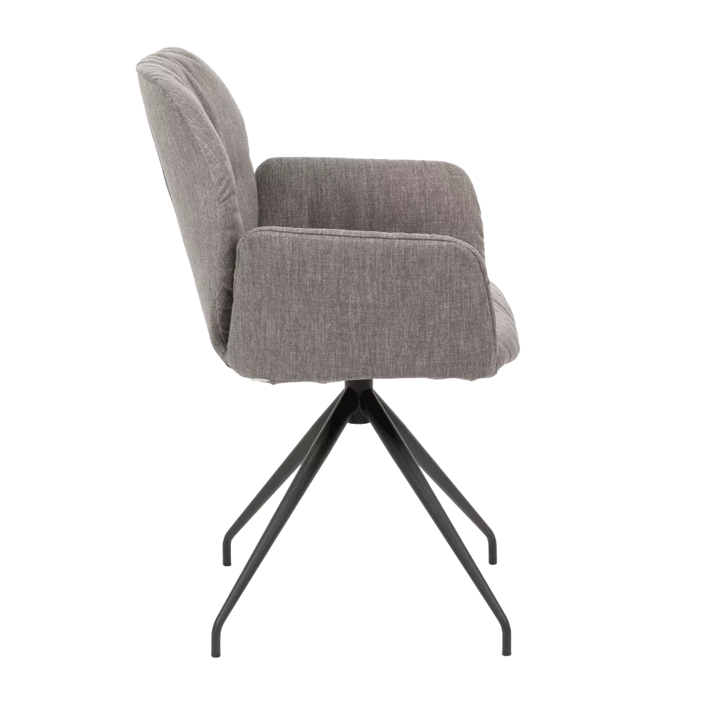 Sedia con braccioli Mobitec Mood #99, imbottitura in tessuto casuale, colore a scelta, base a ragno in metallo
