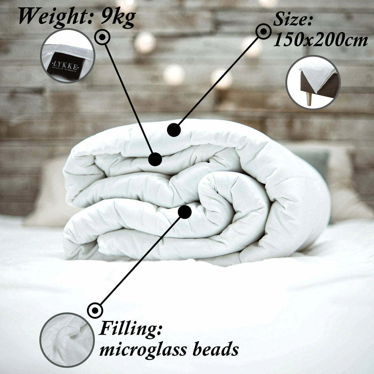 Lykke Coperta Ponderata, 150x200cm, 9kg, Cotone