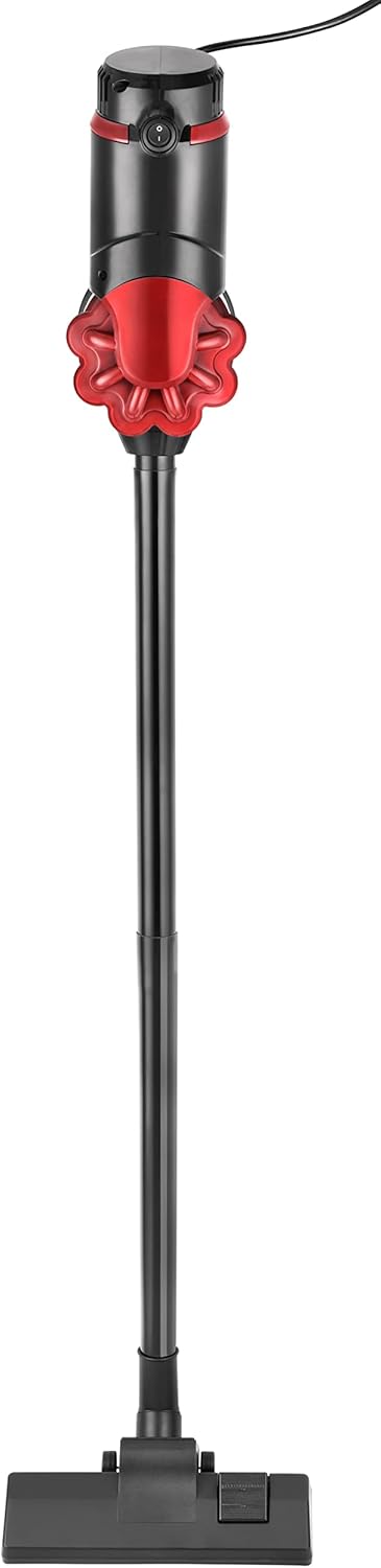 Venga! 2-in-1-Stiel- und Handstaubsauger, 4 m Anschlusskabel, beutellos, 2-in-1-Bodenbürste + 2 Extras, bis zu 20 kPa Saugleistung, rot/schwarz, 600 W, VG HVC 3001