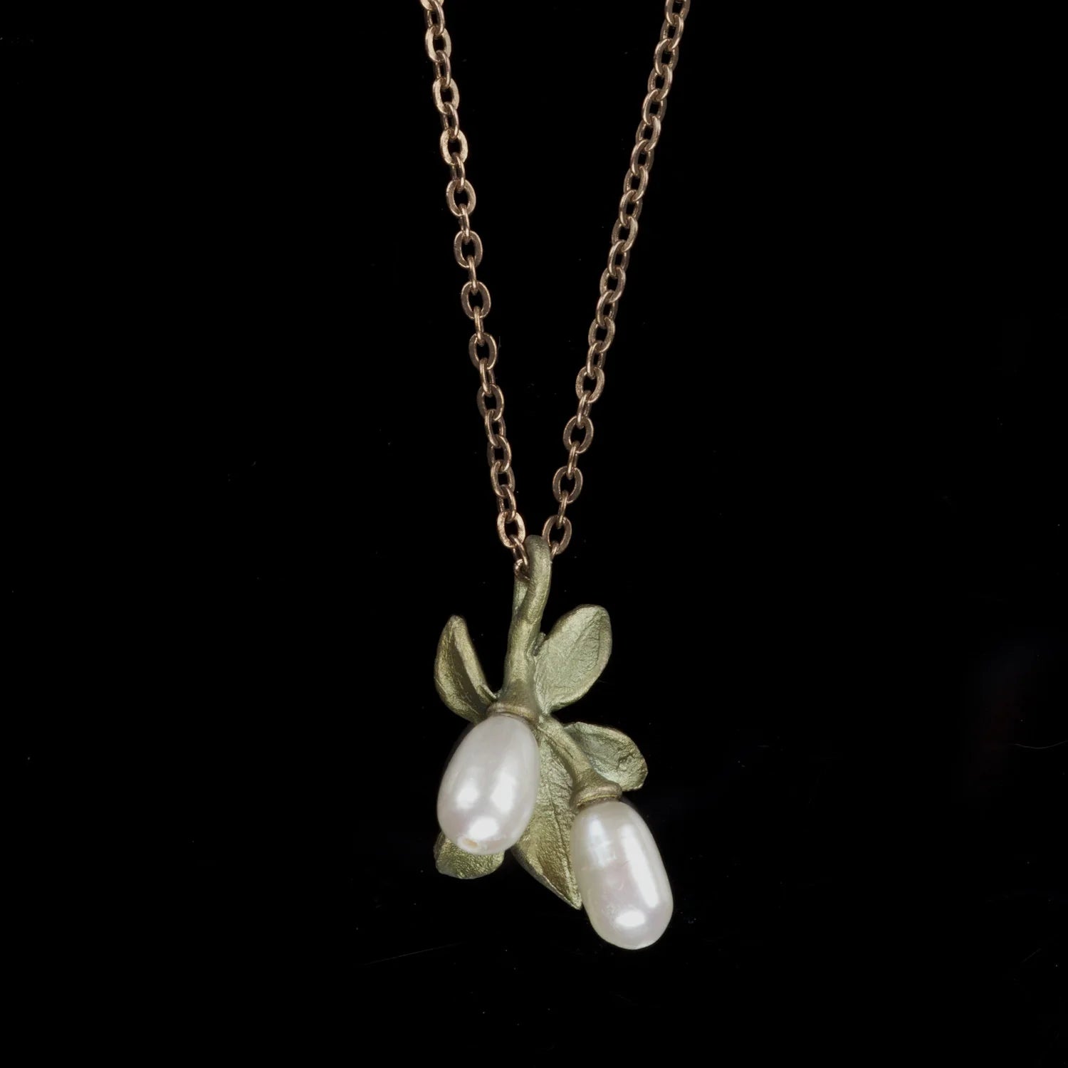 Orangenblüte - Kette mit Anhnger Bltter & Perlen