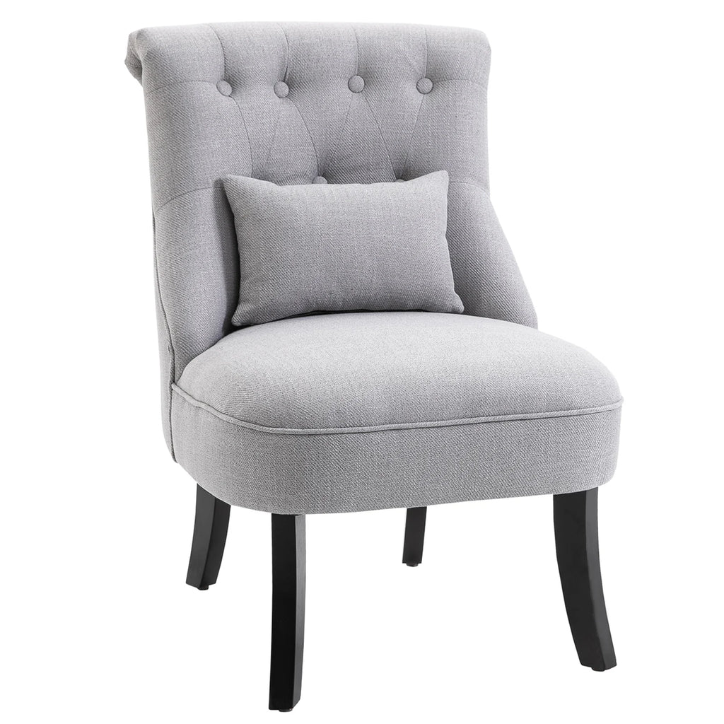 HOMCOM Poltrona imbottita stile vintage con cuscino schienale effetto lino Grigio