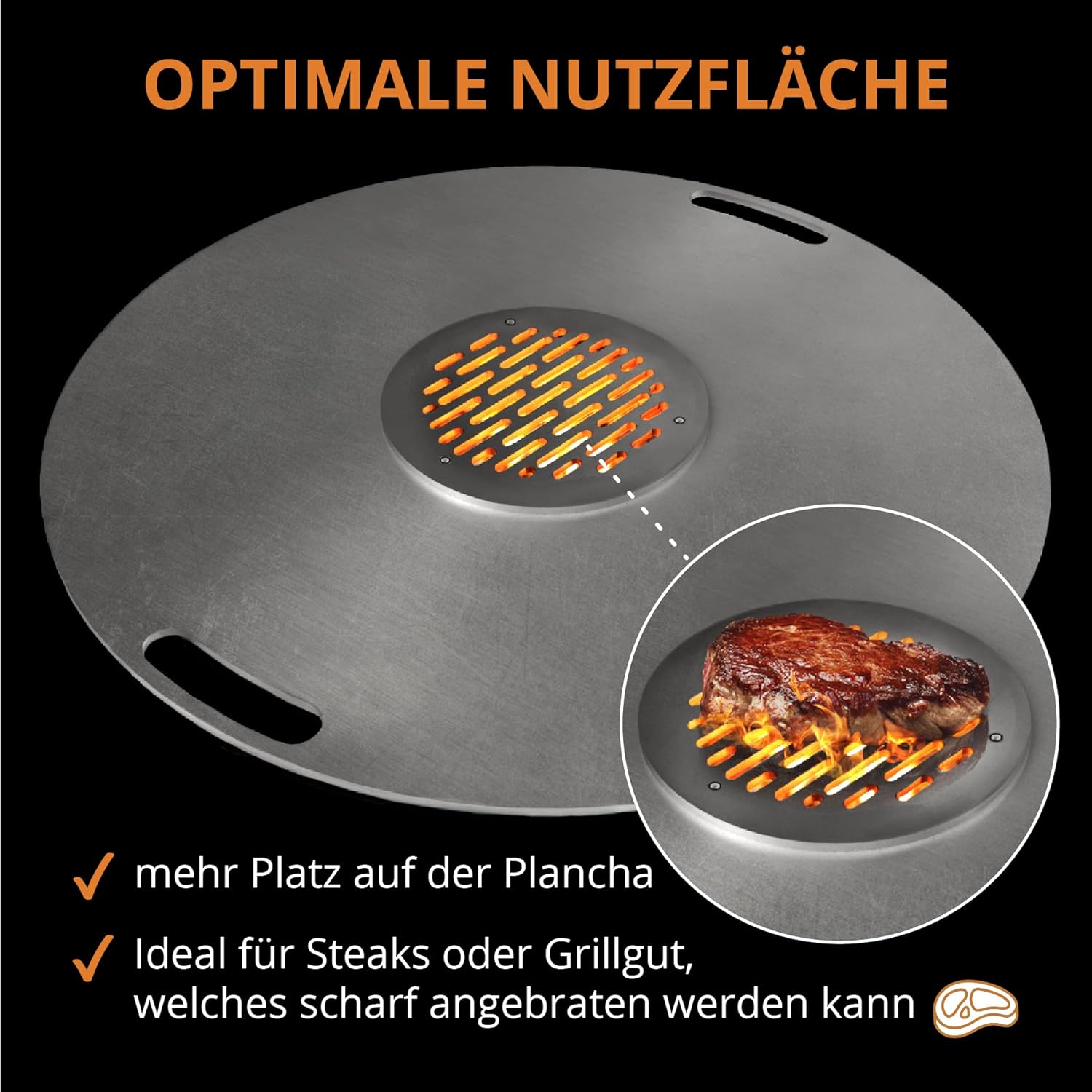 Terma Accessori Tagliere in legno Cucina da esterno, piastra plancha, grill con piastra in ghisa, ripiano per piastra in ghisa, braciere con griglia, anello per griglia per braciere