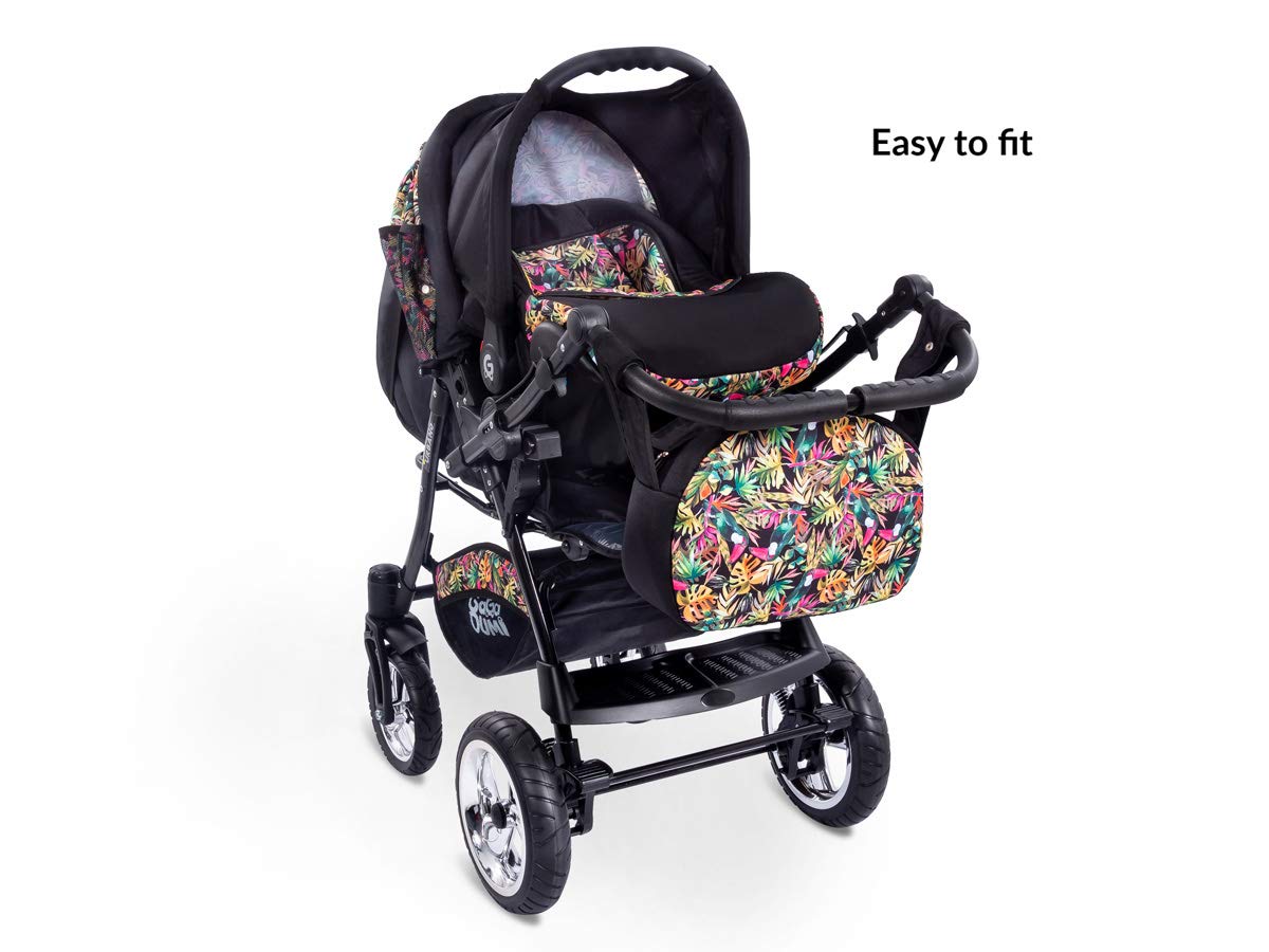 GaGaDumi Urbano 3 in 1 Kombikinderwagen Kinderwagen mit Autositz Komplettset incl Babyschale Buggy Wickeltasche Regenschutz Moskitonetz Voll-Gummireifen Beige/Schwarz