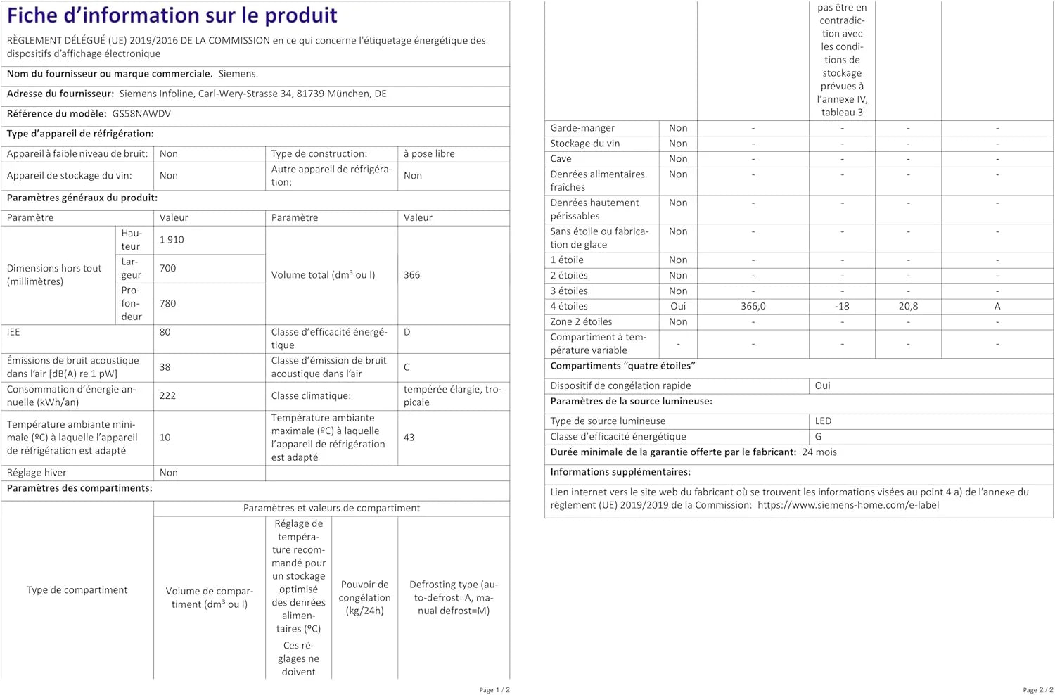 Siemens GS54NAWCV iQ500 Congelatore, 176 x 70 cm, 327 L, noFrost mai più sbrinamento, bigBox spazio per alimenti grandi, varioZone ripiani in vetro e cassetti flessibili, Bianco