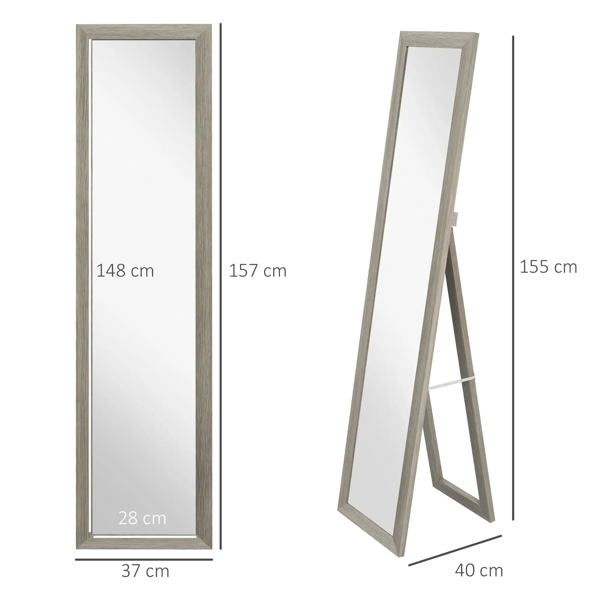 HOMCOM Specchio a figura intera, in legno, stile rustico, da parete