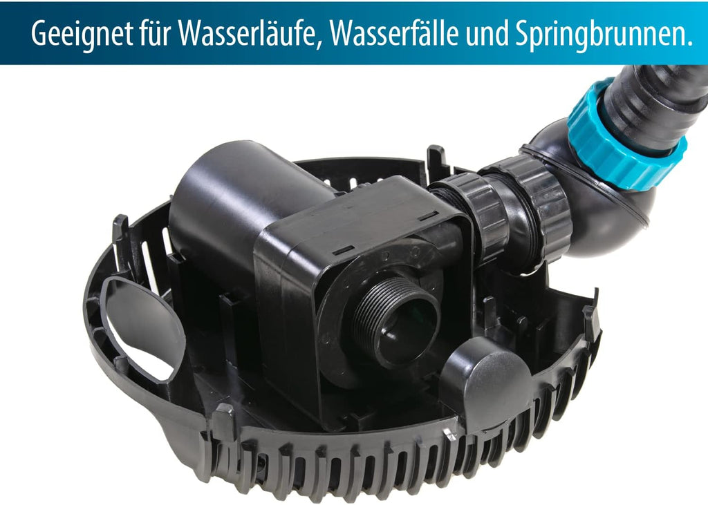 AquaForte O-16.000 Teichpumpe, 180 Watt, Maximale Fördermenge 15.5 m3 pro Stunde, maximale Förderhöhe 5.5 Meter, Kabellänge 10 Meter, A-synchronmotor, pumpt Schmutzpartikel bis zu 6 mm