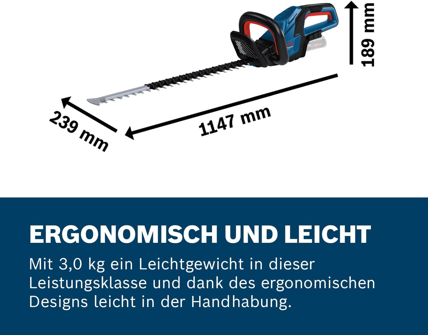 Bosch Professional Sistema 18V Batteria Forbici da siepe GHE 18V-60 (motore brushless, capacità di taglio di 20 mm)