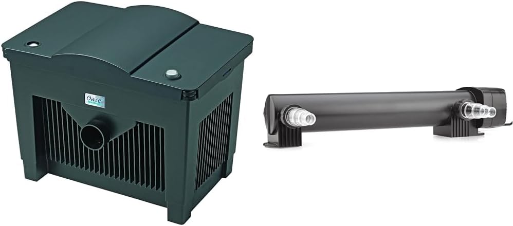 OASE 57377 Filtro a flusso continuo BioSmart UVC 16000 adatto per laghetti fino a 16 m³, sistema di filtraggio, set di filtraggio incl. materiale filtrante e chiarificatore UVC, nero